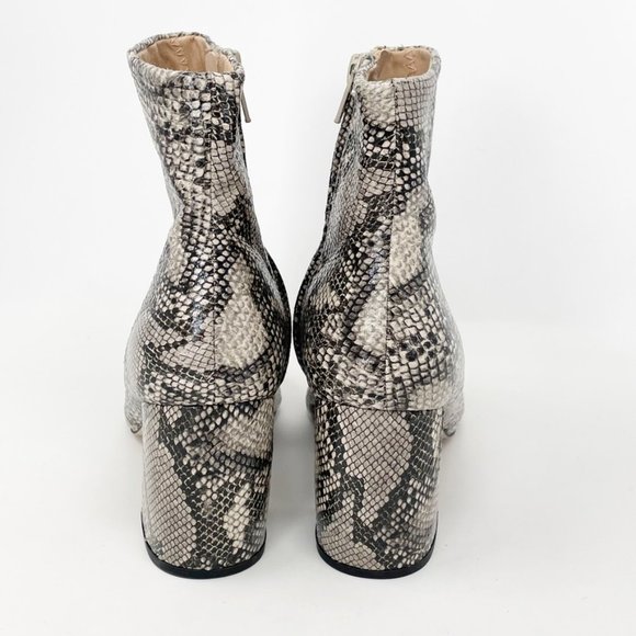 Office Womens London Gray Reptile Print Vegan Leather Side Zip Heel Boots Size 8 - Picture 6 of 11